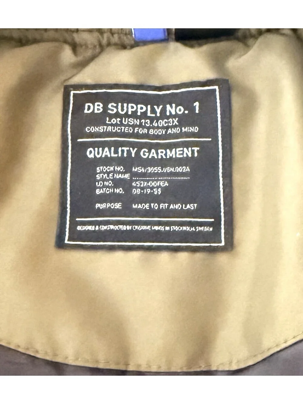 H&M Divided DB Supply No. 1 Men’s Bomber Jacket Olive Green Size S Padded